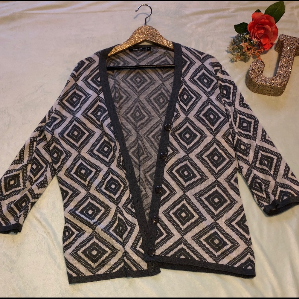Tribal Black and Gray Elementz Cardigan Size XL